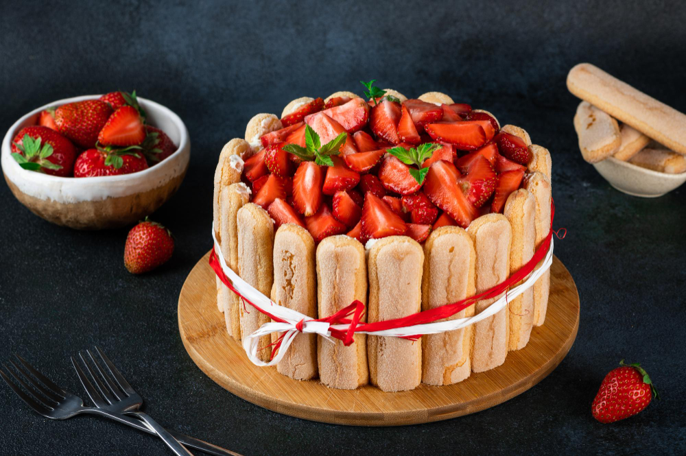 charlotte a la confiture de fraise​