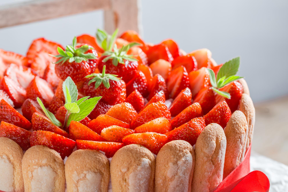 charlotte a la confiture de fraise​